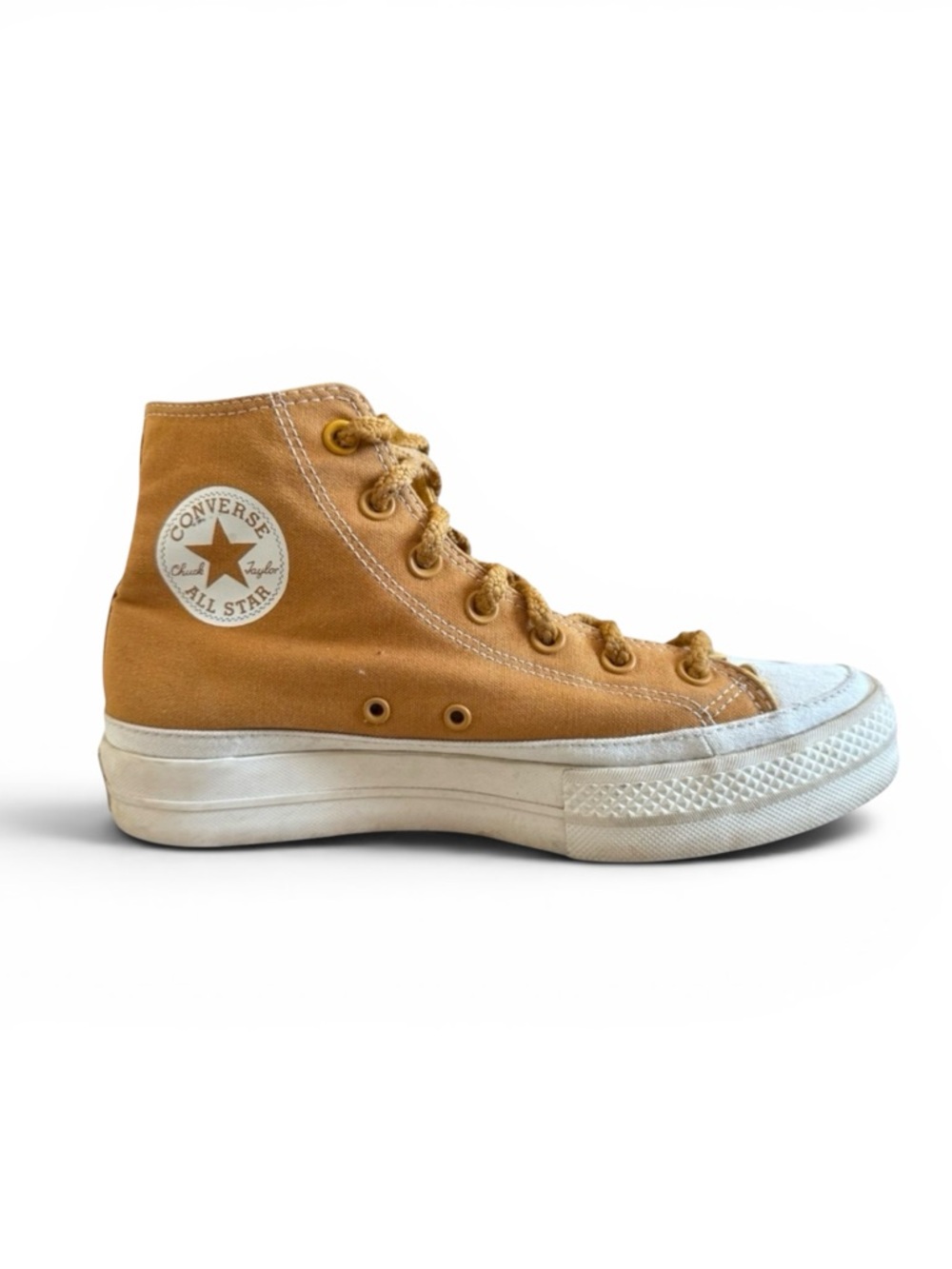 Converse Platform Chuck Taylor High Top Canvas Sneaker Lift HI Mustard Yellow 9